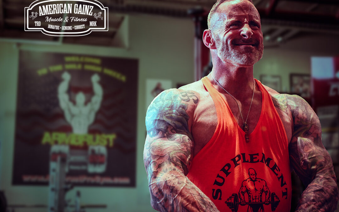 Personal trainer and Bodybuilding Coach, Greg Maloney, with a mad shoulder pump at Armbrust Pro Gym.